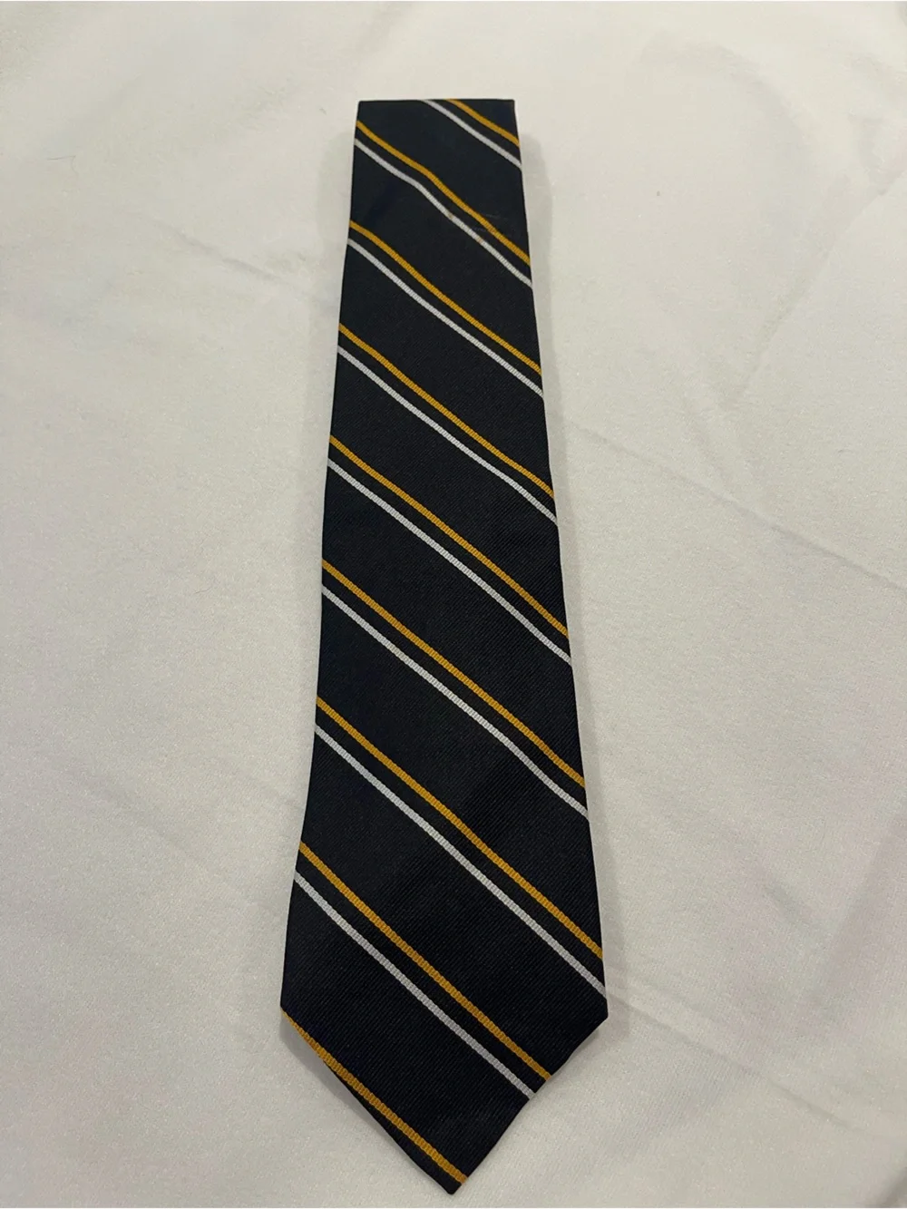 Brooks Brothers black Tie with yellow/Gold and white Diagonal Stripes